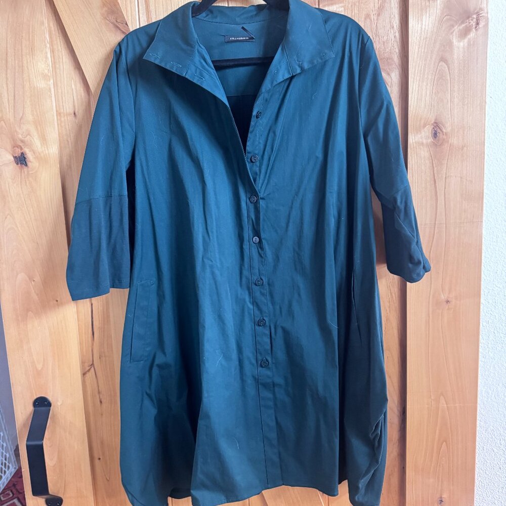 Dark Green Woven Back Button Down, Size L